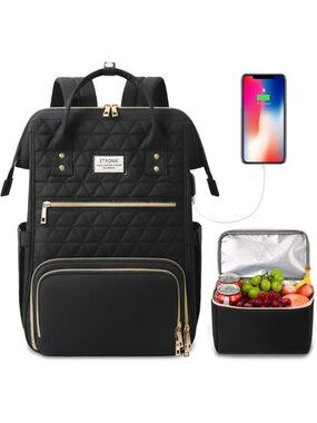 15.6” Lunch Backpack with USB Port & Cooler, Insulated Work Bag for Women/Men